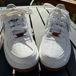 Nike Kids White Sneakers with Brown Accents